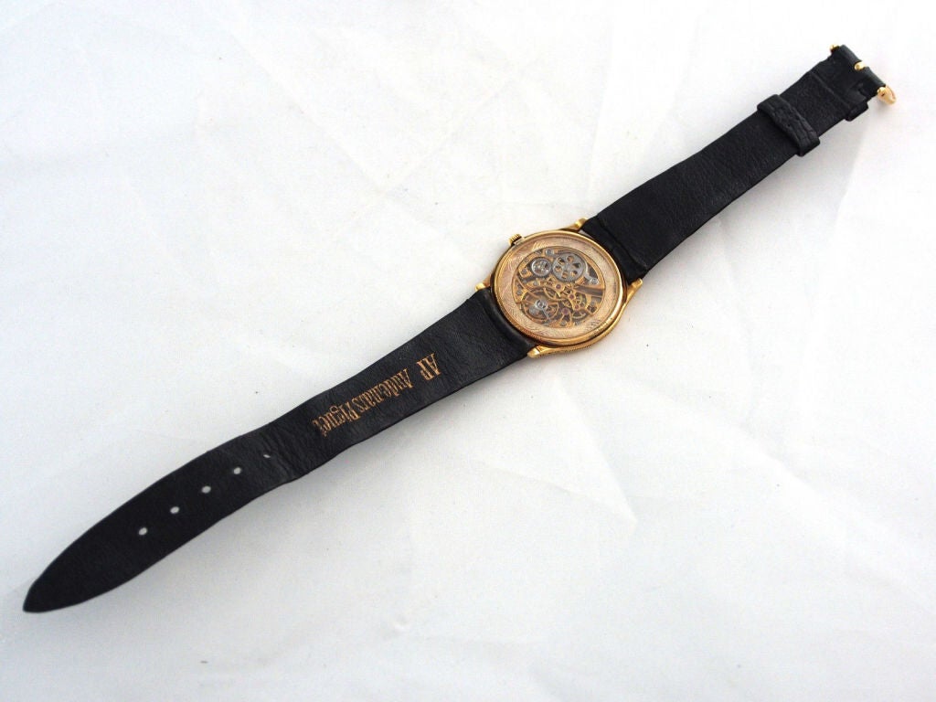 Audemars Piguet Yellow Gold Skeletonized Wristwatch circa 1980s 2