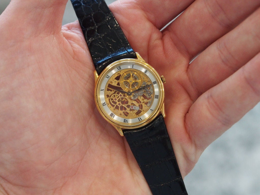 Audemars Piguet Yellow Gold Skeletonized Wristwatch circa 1980s 4