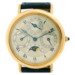 Vintage Breguet Yellow Gold Classique Perpetual Calendar Moon Phase Wristwatch