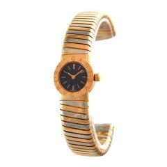 Bulgari Lady's Yellow and White Gold Tubogas Bangle Watch