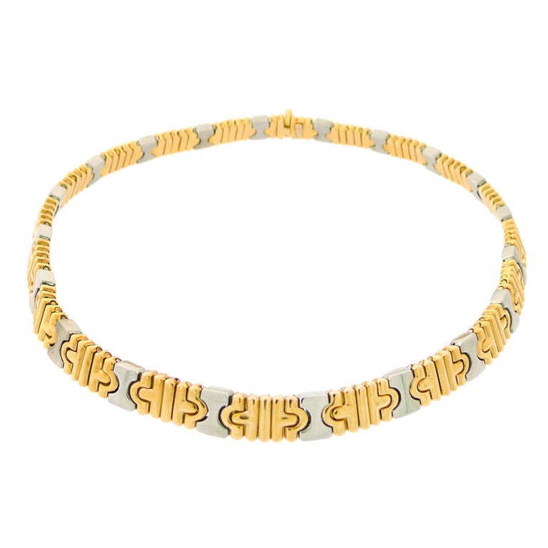 BULGARI Parentesi Necklace Yellow Gold & Stainless Steel 16"