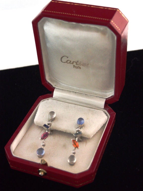 CARTIER Meli Melo Garnet Pink Tourmaline Diamond Platinum Earrings