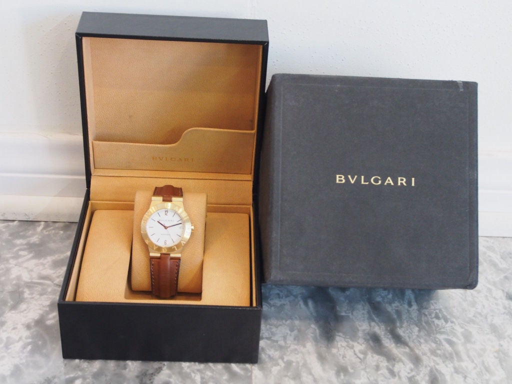 Bulgari Yellow Gold Diagono Automatic Wristwatch at 1stDibs
