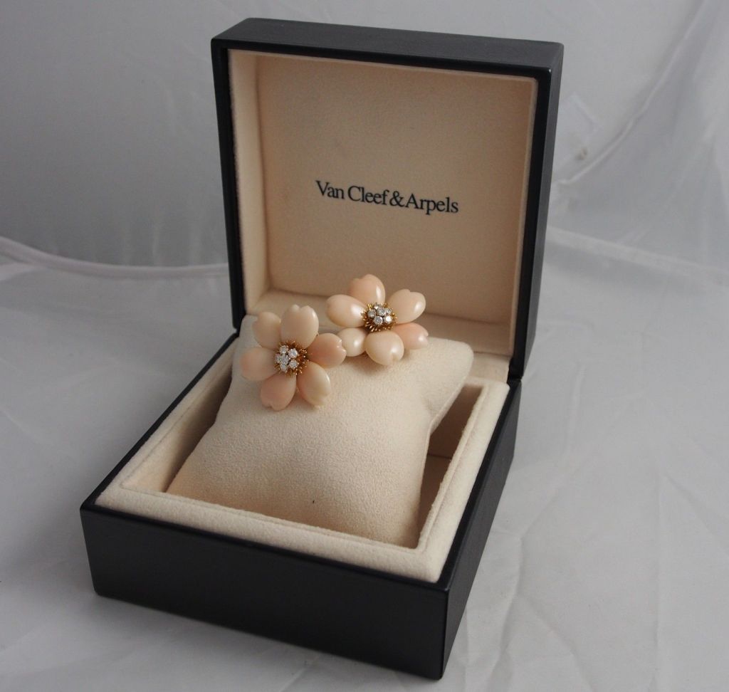 VAN CLEEF & ARPELS Rose de Noel "Angel Skin" Coral Earrings