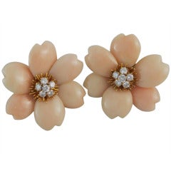 VAN CLEEF & ARPELS Rose de Noel "Angel Skin" Coral Earrings