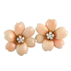VAN CLEEF & ARPELS --- Rose de Noel "Angel Skin" Coral Earrings