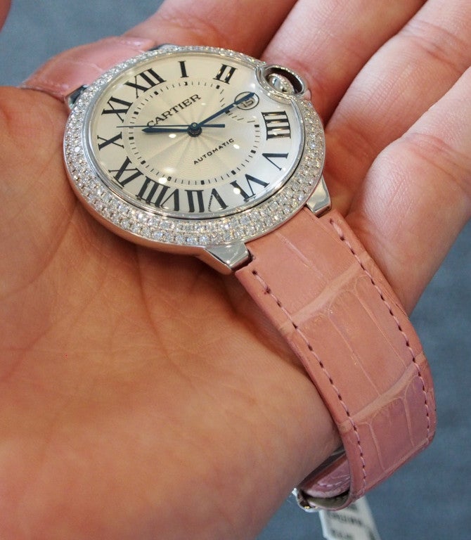 Cartier White Gold and Diamond Ballon Bleu Wristwatch with Date 4