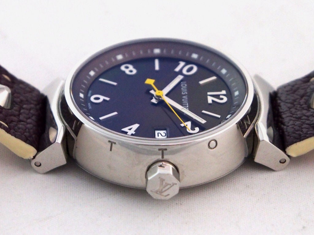 Louis Vuitton Lady's Stainless Steel Tambour Brun Wristwatch 2
