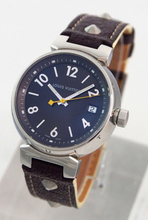Louis Vuitton Lady's Stainless Steel Tambour Brun Wristwatch 4