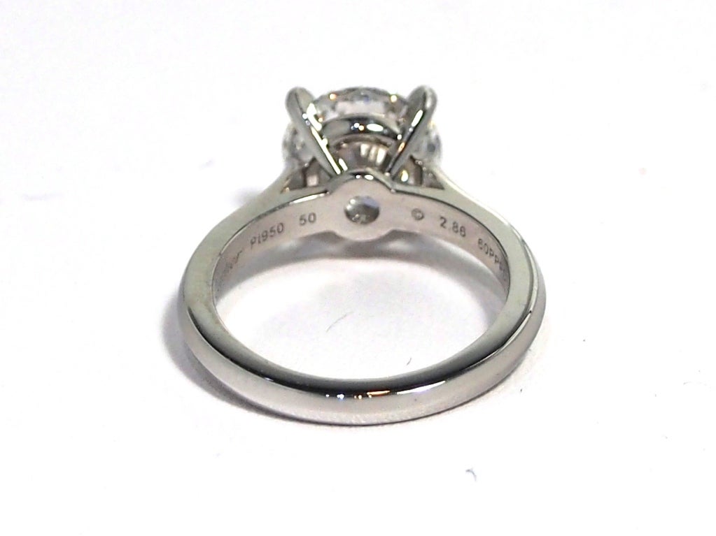 Cartier Platinum Solitaire 1895 Diamond Ring 2.86ct FVVS1 In Excellent Condition In Los Angeles, CA