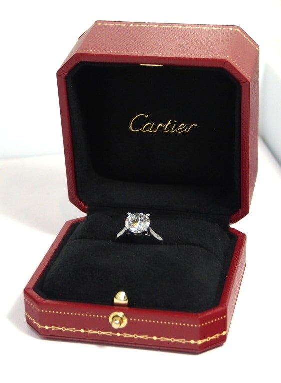 Women's Cartier Platinum Solitaire 1895 Diamond Ring 2.86ct FVVS1