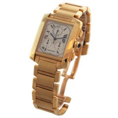 Cartier Yellow Gold Tank Francaise Chronograph Bracelet Quartz Wristwatch 