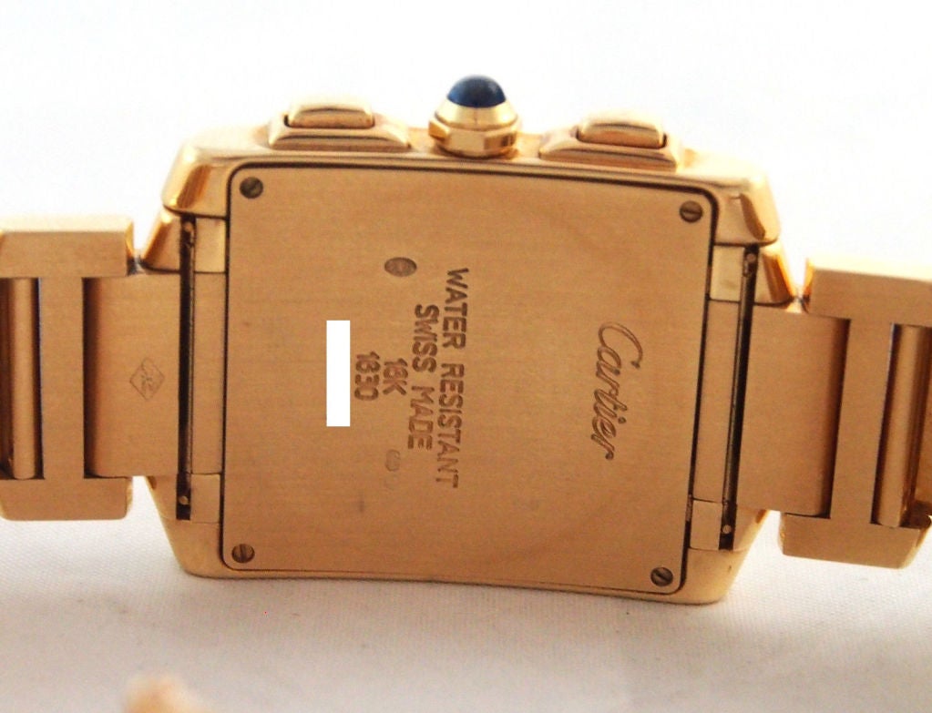 Cartier Yellow Gold Tank Francaise Chronograph Bracelet Quartz Wristwatch For Sale 2