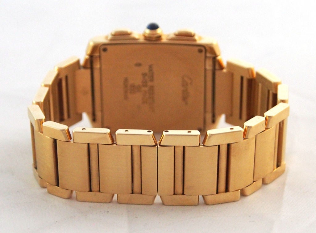 Cartier Yellow Gold Tank Francaise Chronograph Bracelet Quartz Wristwatch  For Sale 3