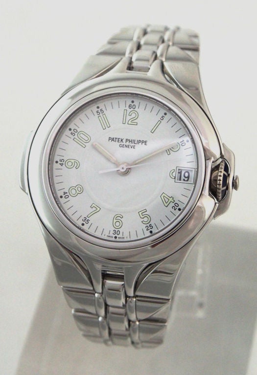 Patek Philippe Stainless Steel Sculpture Bracelet Watch Ref 5091/1A