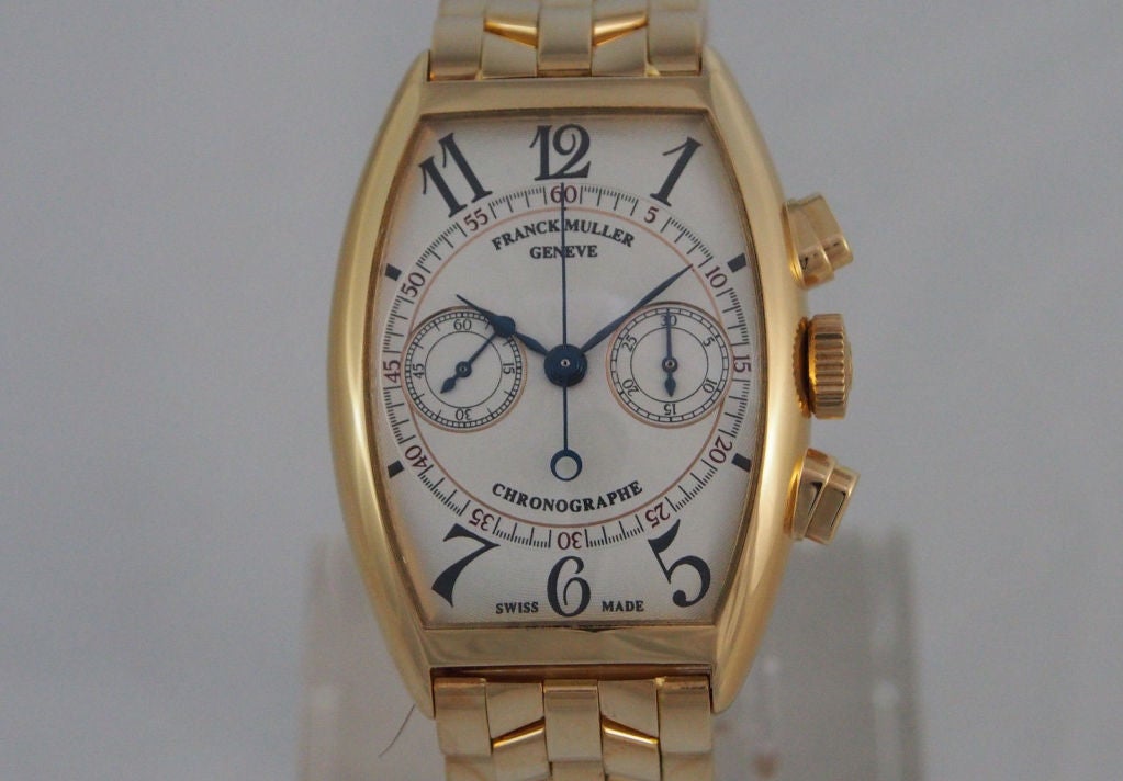 Franck Muller Yellow Gold Chronograph Wristwatch with Bracelet In Excellent Condition In Los Angeles, CA