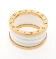 BULGARI B.Zero1 Pink Gold 
White Ceramic Ring