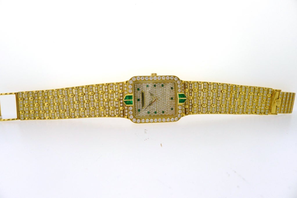 PATEK PHILIPPE 3823-8 Yellow Gold w/ Emeralds Diamonds 1