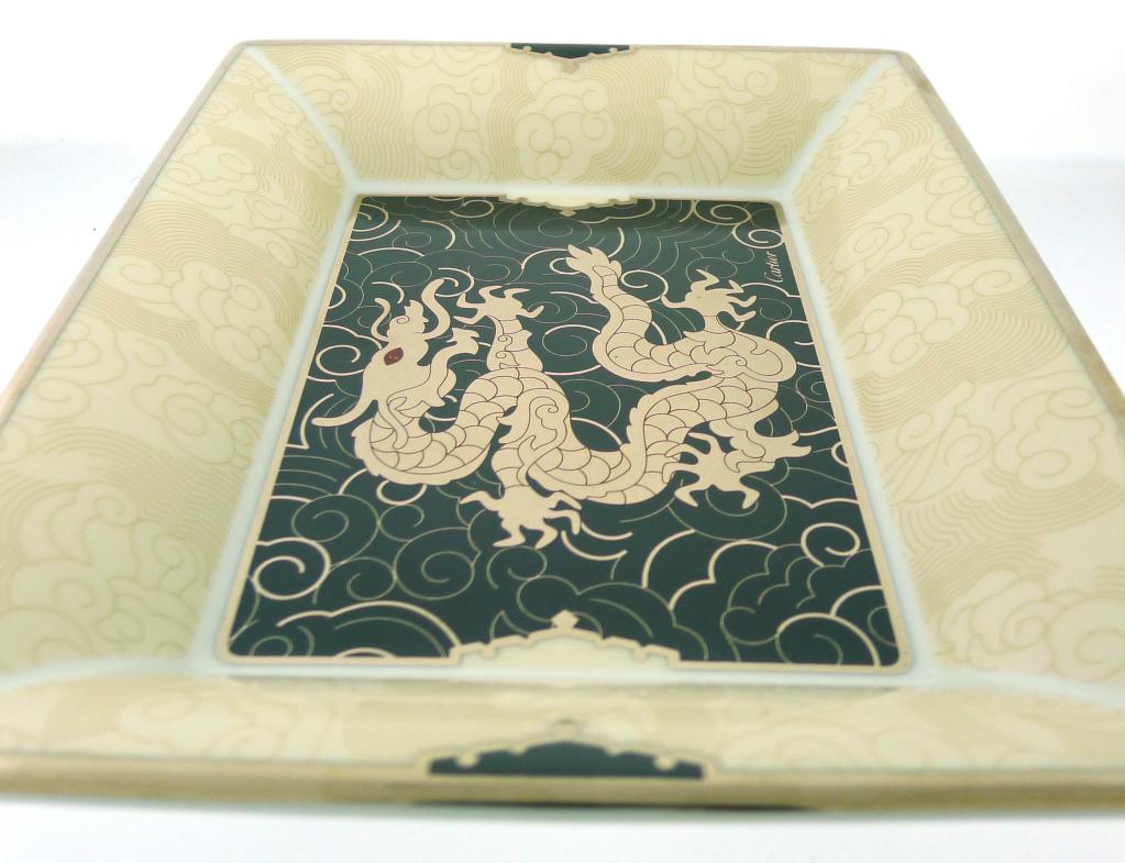 Women's or Men's CARTIER Dragon de Cartier Porcelain Ash Tray Trinket Box & Paper