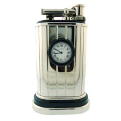 CARTIER Table Lighter with Clock Platinum Finish Limited Edition