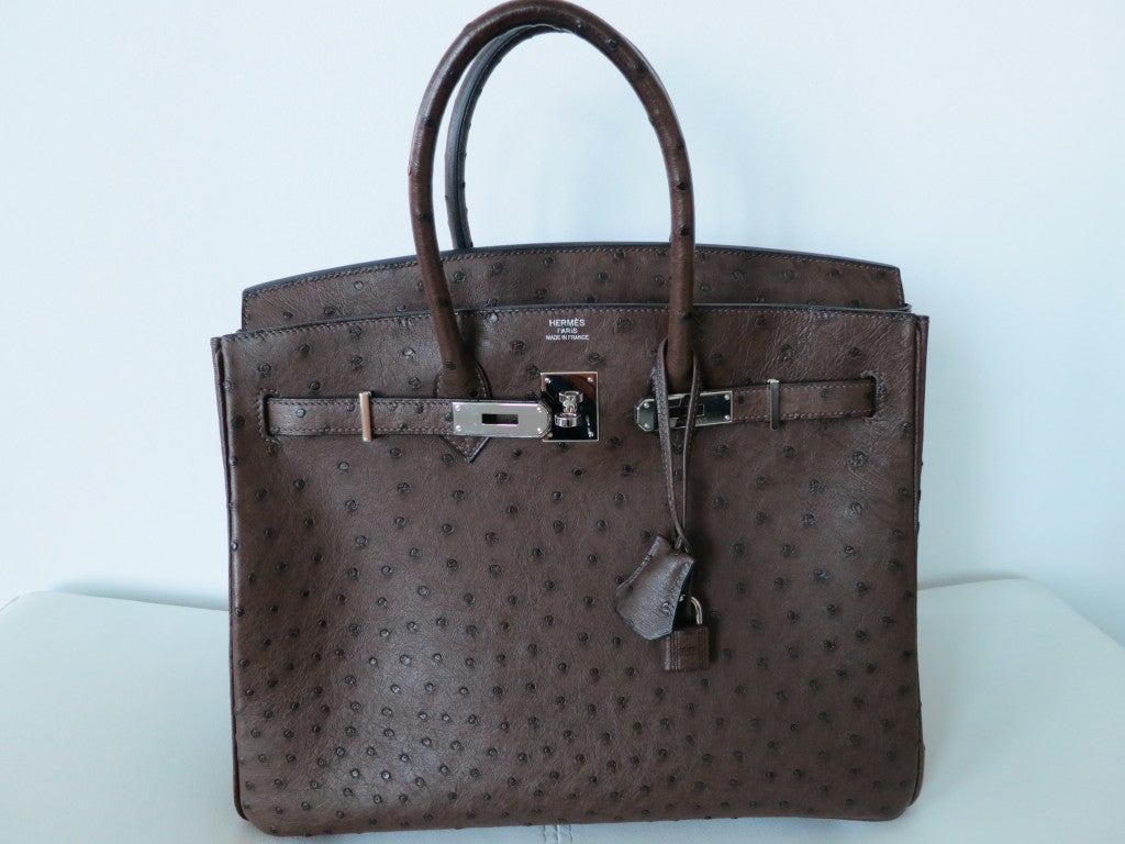 Women's Hermes 35cm Brown Ostrich Bag with PHW