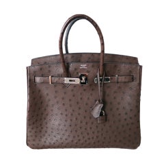Hermes 35cm Brown Ostrich Bag with PHW