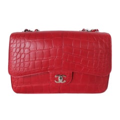 Chanel Classic Rouge Matte Alligator Handbag
