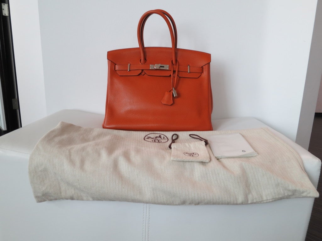 Hermes Pumpkin Color 35cm Birkin Bag For Sale 3