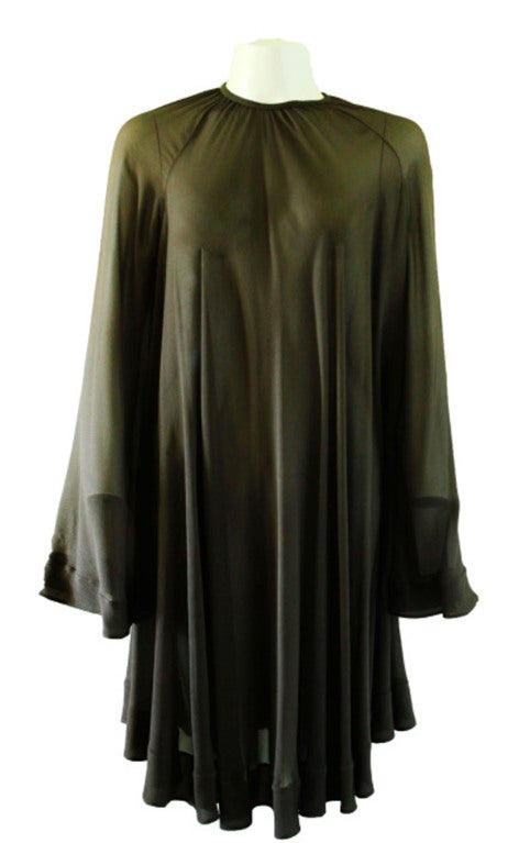 Hermes Grey Chiffon Dress with slip