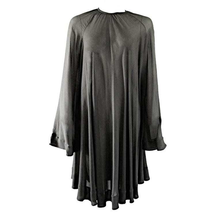 Hermes Grey Chiffon Dress with slip For Sale