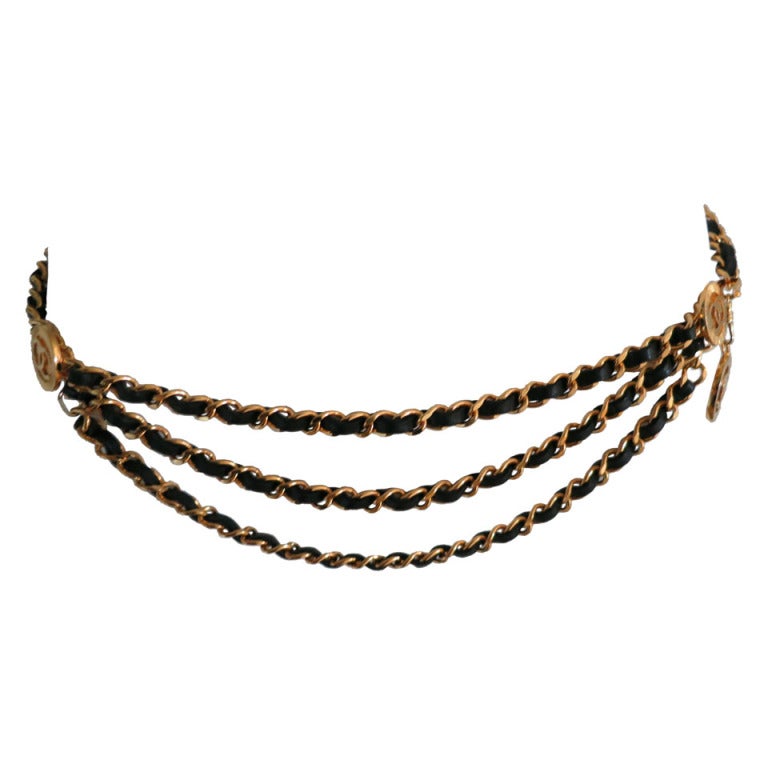 Ceinture à chaîne classique Chanel vintage en vente