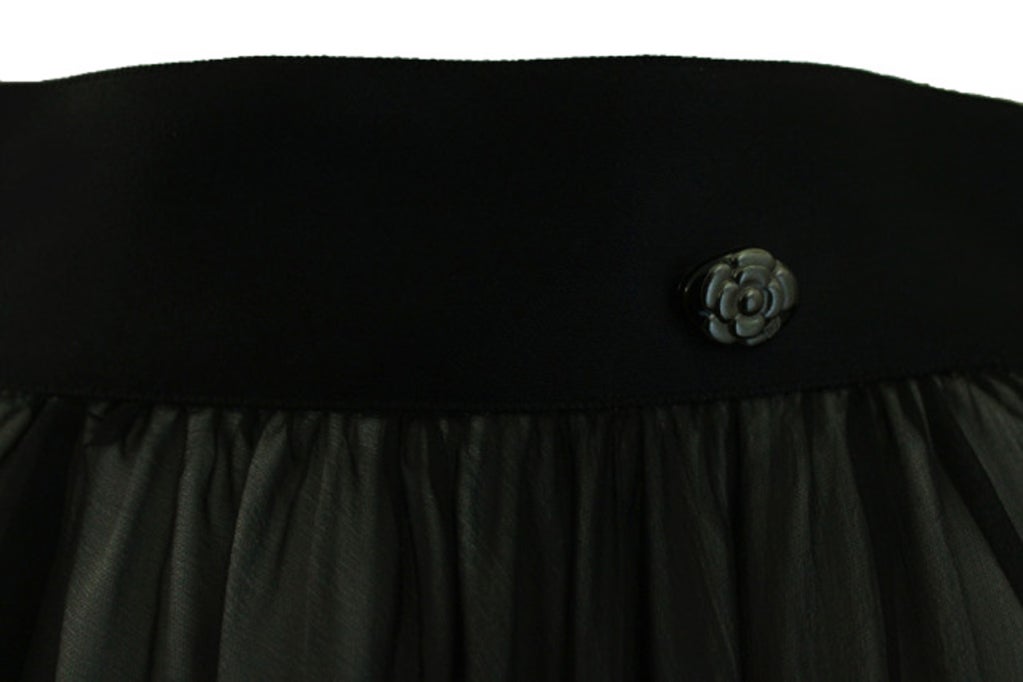 Women's Chanel Black Silk Full Length Skirt