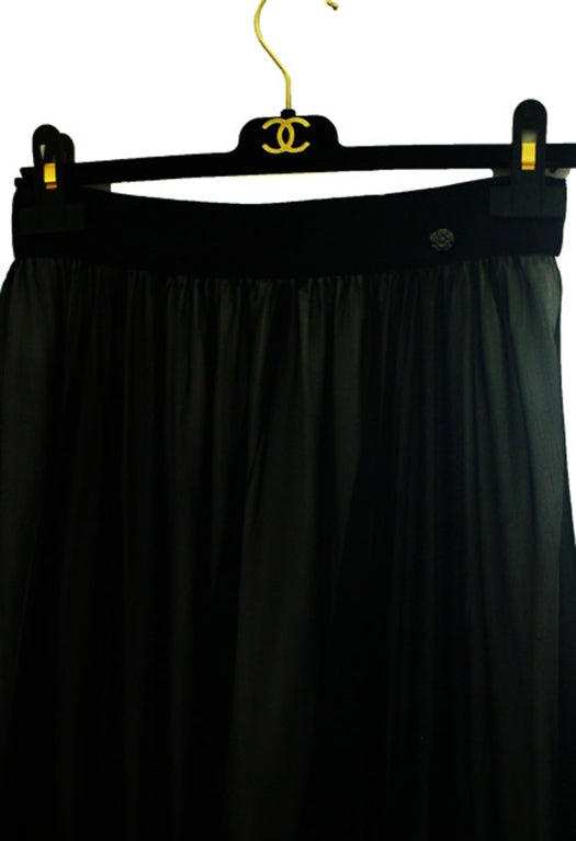 Chanel Black Silk Full Length Skirt 2