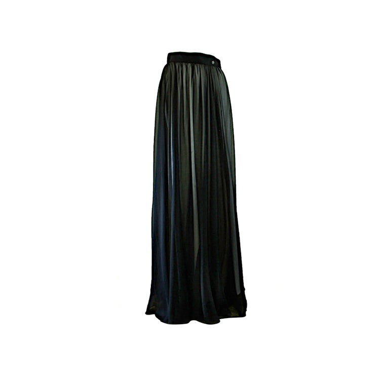 Chanel Black Silk Full Length Skirt