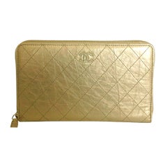 Chanel Gold Quilted Wallet New in Box