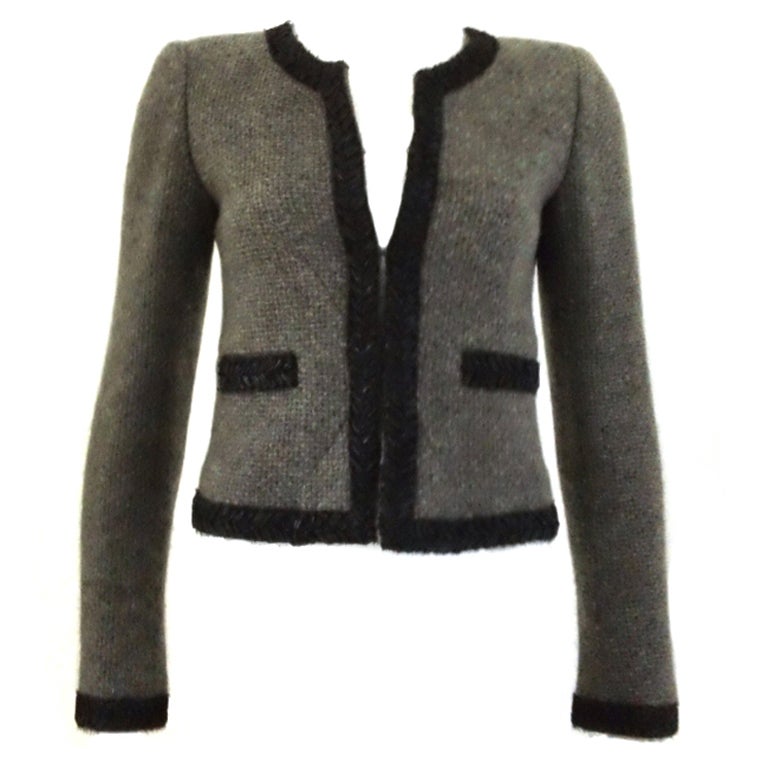 Chanel grey with black trim jacket