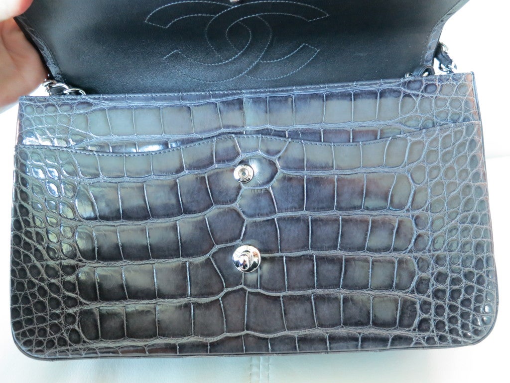Chanel Plum Alligator Medium Classic Double Flap Bag Chanel