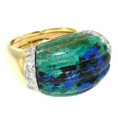 David Webb Azure Malachite and Diamond Ring