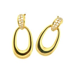 Cartier Gold and Diamond Interchangeable Dangling Hoop Earrings