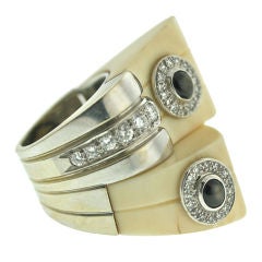 Unique Ivory, Sapphire & Diamond Cocktail Ring
