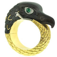 Wonderful Carved Wood Eagle's head Bangle