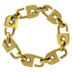 Whimsical Asprey Padlock Link Gold Bracelet