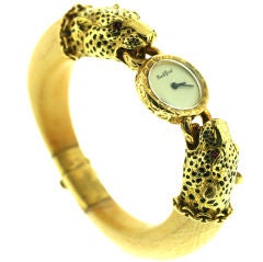 Used Bueche Girod 1970s Ivory Leopard Bracelet Watch