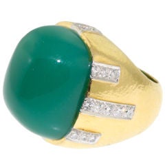 DAVID WEBB Green Onyx and Diamond Ring