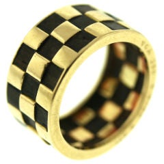 VAN CLEEF & ARPELS "Checkerboard" Wood and Gold Band