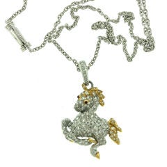 DAVID WEBB Diamond and Platinum Horse Pendant and Chain