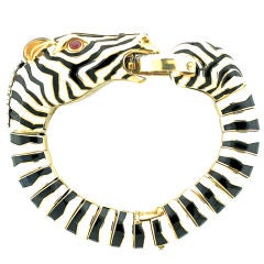 DAVID WEBB Diamond and Enamel Zebra Bracelet