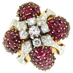 Magnificent Ruby and Diamond HUGE Cocktail Ring