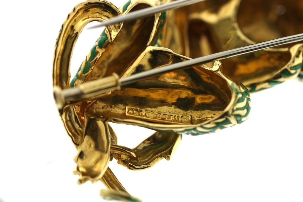 DAVID WEBB Bejeweled Enamel Monkey Brooch Clip 1