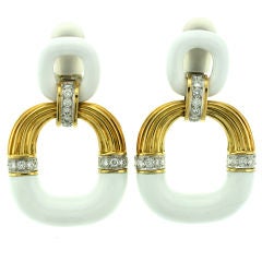 David Webb Stylish Diamond and Enamel Earrings